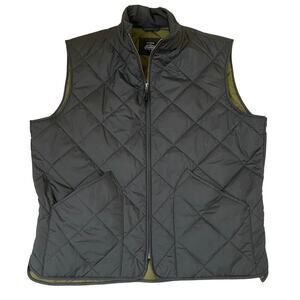 J. Crew Factory Walker Quilted Vest Men Size L Black Patch Pockets Preppy Sporty
